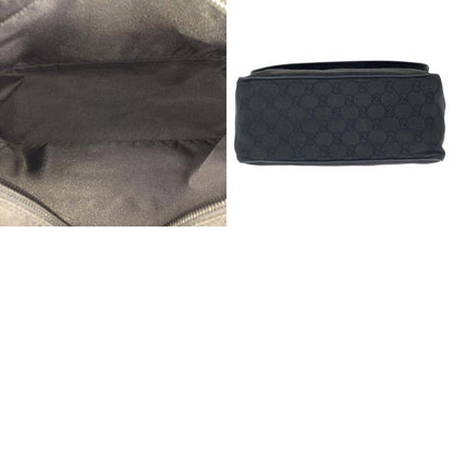 Gucci Black Silver GG Canvas Leather Shoulder Bag