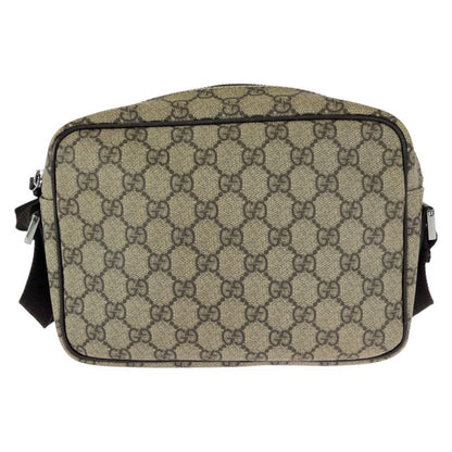 Gucci Beige Dark Brown Silver GG Supreme Canvas Leather Shoulder Bag