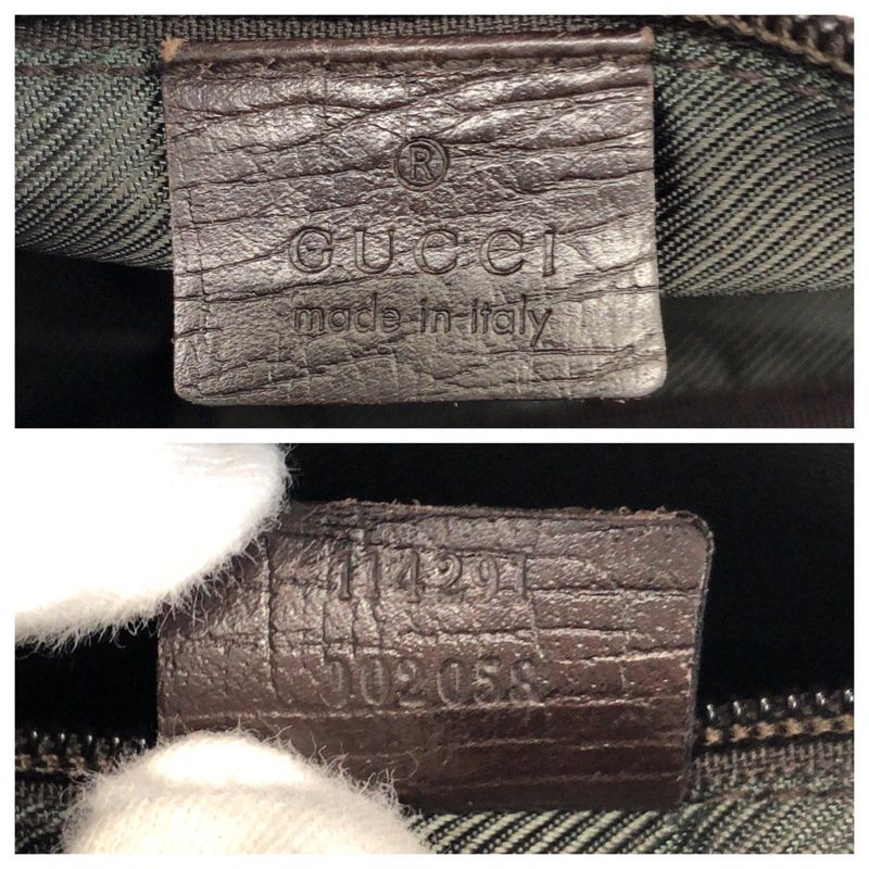 Gucci Beige Dark Brown Silver GG Supreme Canvas Leather Shoulder Bag