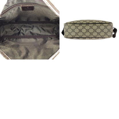 Gucci Beige Dark Brown Silver GG Supreme Canvas Leather Shoulder Bag