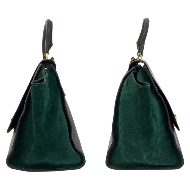 Celine Trapeze Burgundy Gray Green Leather 2-Way Shoulder Bag