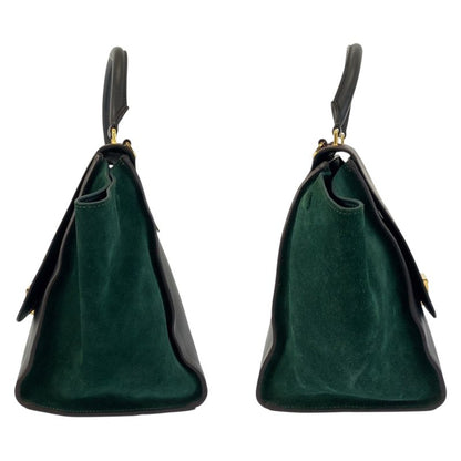 Celine Trapeze Burgundy Gray Green Leather 2-Way Shoulder Bag
