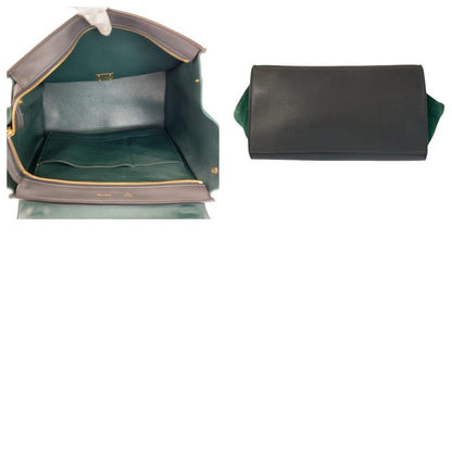 Celine Trapeze Burgundy Gray Green Leather 2-Way Shoulder Bag