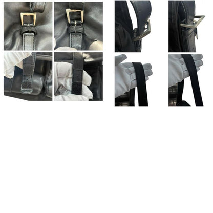 Prada Tessuto Triangle Logo Black Silver Nylon Leather Shoulder Bag