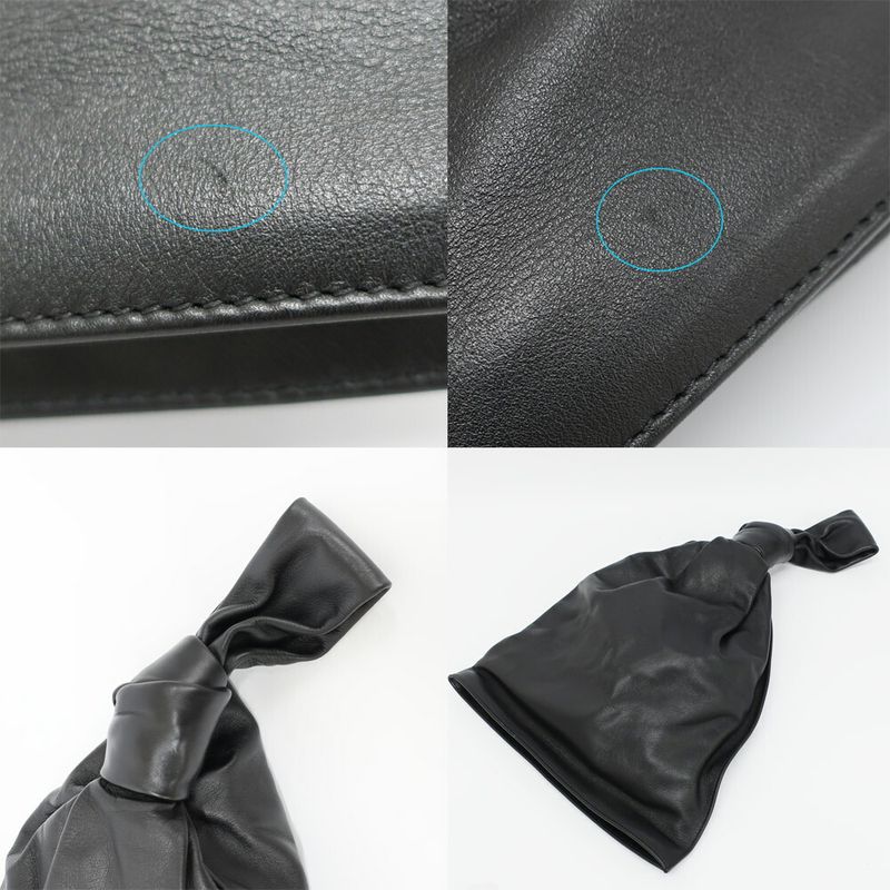 Bottega Veneta Triangle Twist Handbag Black Leather Clutch