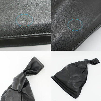 Bottega Veneta Triangle Twist Handbag Black Leather Clutch