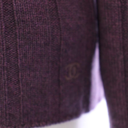 Chanel Knit Sweater Turtleneck Long Sleeve Ribbed Cashmere Vintage 38
