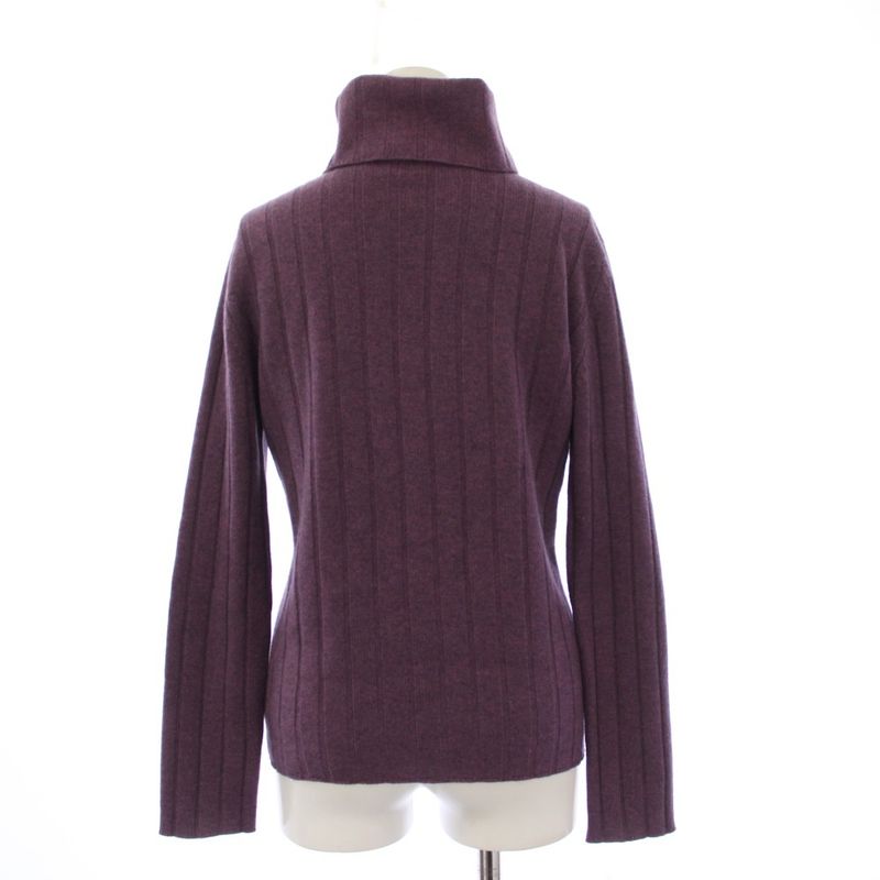 Chanel Knit Sweater Turtleneck Long Sleeve Ribbed Cashmere Vintage 38