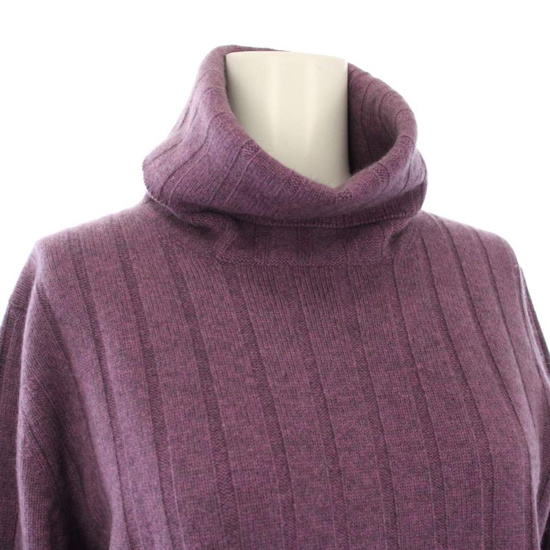 Chanel Knit Sweater Turtleneck Long Sleeve Ribbed Cashmere Vintage 38