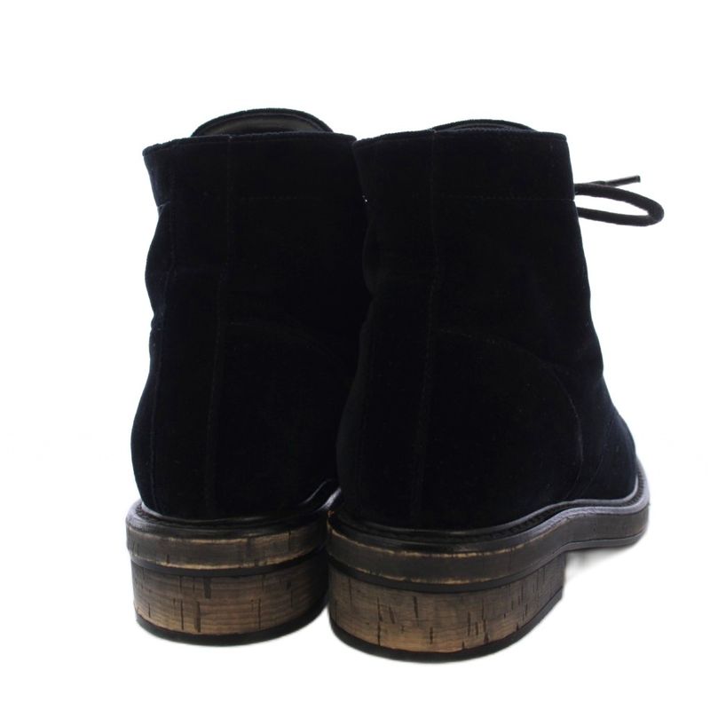 Chanel Lace Up Combat Boots Velvet CC Logo 37C Black