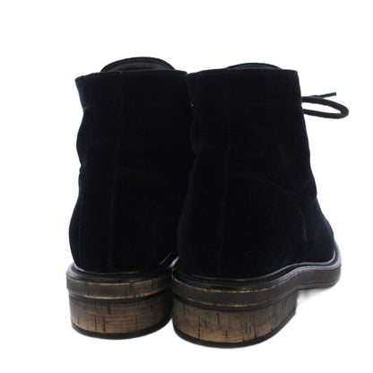 Chanel Lace Up Combat Boots Velvet CC Logo 37C Black