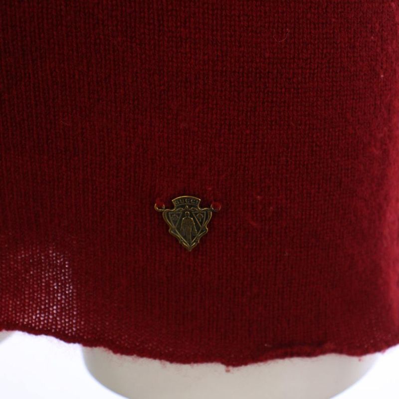 Gucci Knit Sweater Short Sleeve Cashmere M Red 205263.28280