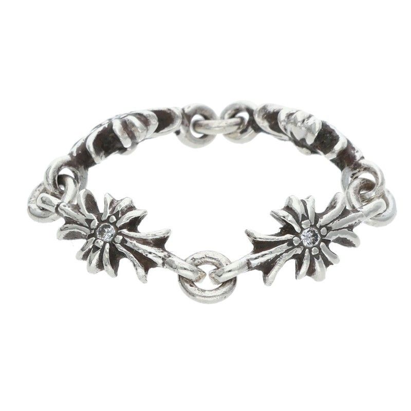 Chrome Hearts Ring Tny CH Pls Dia Tiny Ech Plus Diamond Silver Clear