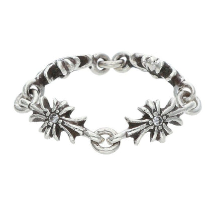 Chrome Hearts Ring Tny CH Pls Dia Tiny Ech Plus Diamond Silver Clear