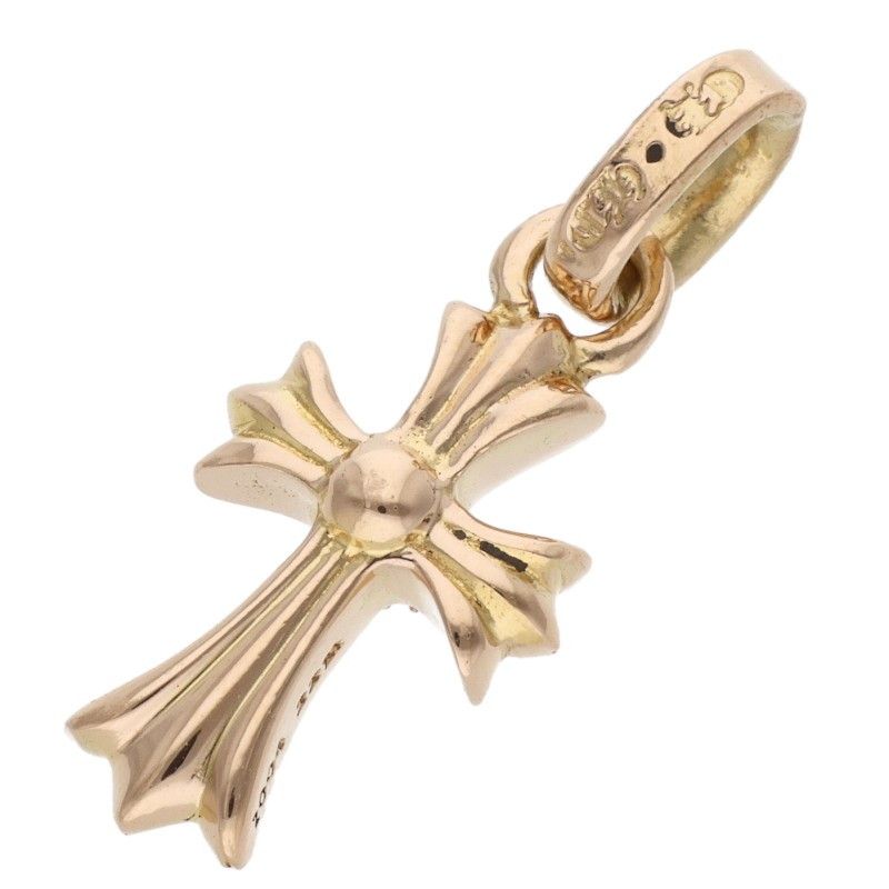 Chrome Hearts 22K Crs Bbyfat P Dmnd Baby Fat Pave Diamond Charm Gold Necklace