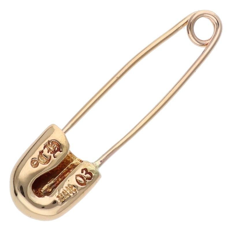 Chrome Hearts 22K Safety Pin S Small 1 Diamond Gold Necklace