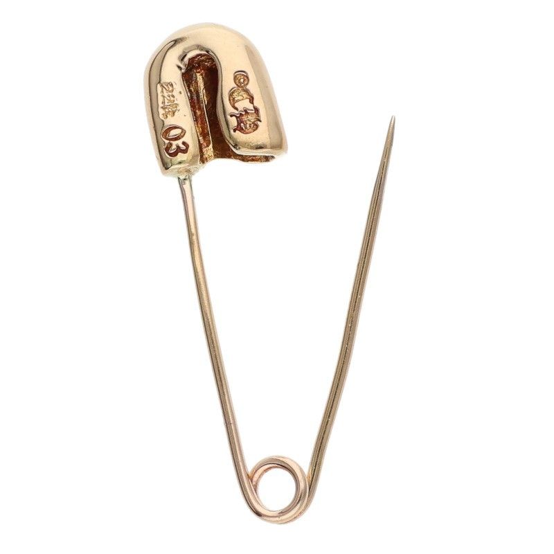 Chrome Hearts 22K Safety Pin S Small 1 Diamond Gold Necklace