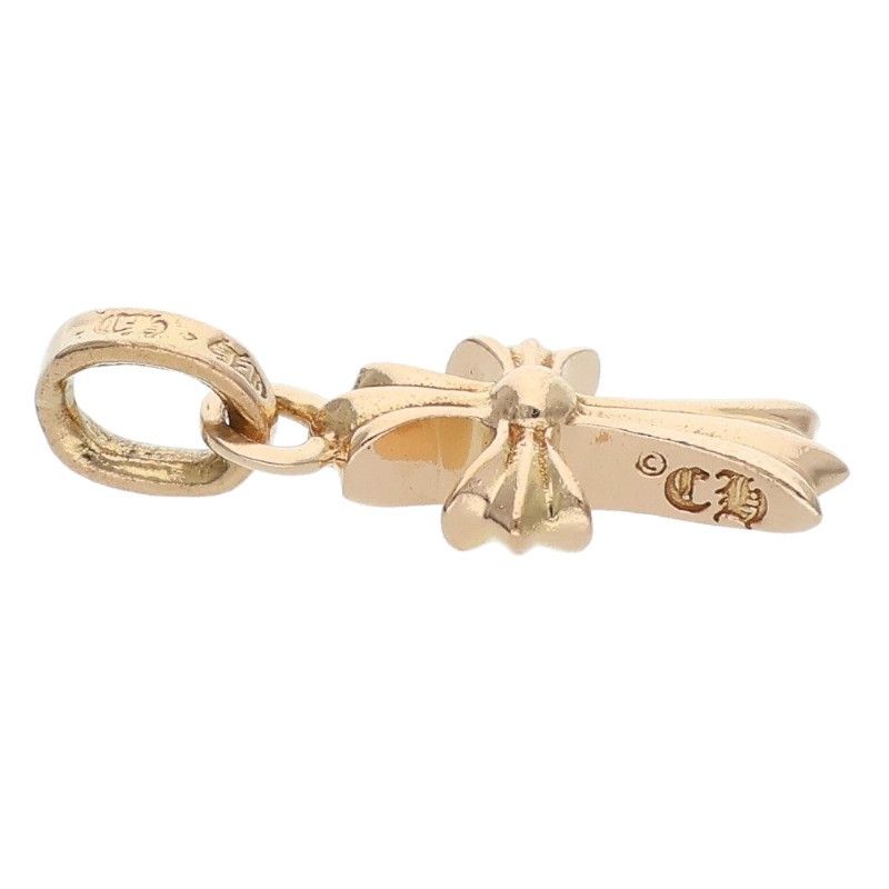 Chrome Hearts 22K Crs Bbyfat P Dmnd Baby Fat Pave Diamond Charm Gold Necklace