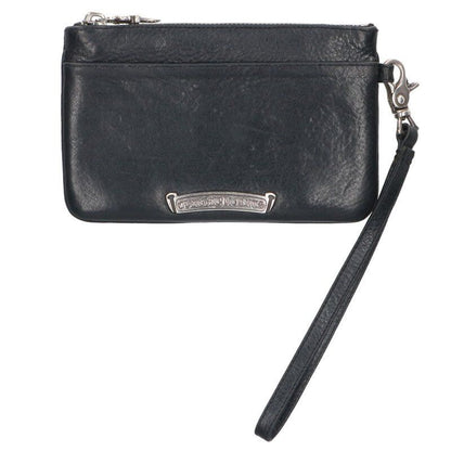 Chrome Hearts Zpr Chg Wristlet Sml Cross Patch Dagger Zip Leather Black