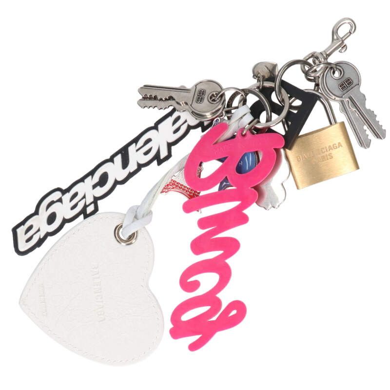 Balenciaga Multi Charm Keychain Silver