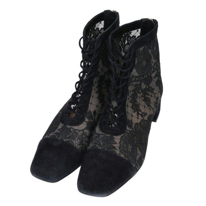 Dior Naughtily-d Flower Lace Short Boots 37.5 Black