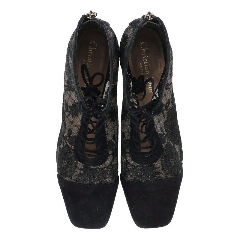 Dior Naughtily-d Flower Lace Short Boots 37.5 Black