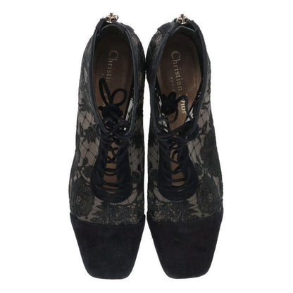 Dior Naughtily-d Flower Lace Short Boots 37.5 Black