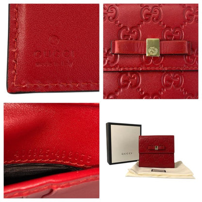 Guccissima Ribbon Red Gold Leather Compact Wallet