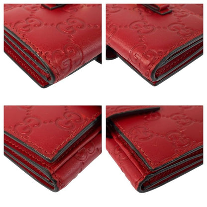 Guccissima Ribbon Red Gold Leather Compact Wallet