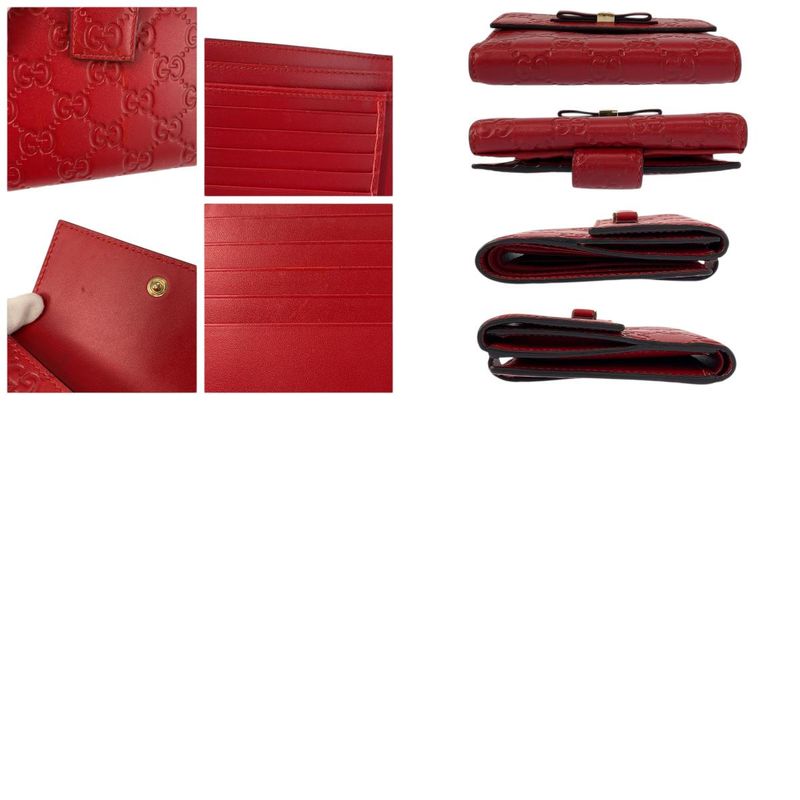 Guccissima Ribbon Red Gold Leather Compact Wallet