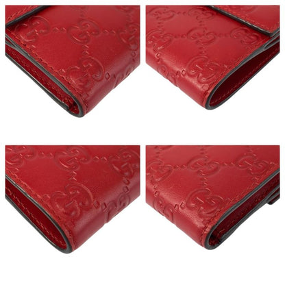 Guccissima Ribbon Red Gold Leather Compact Wallet