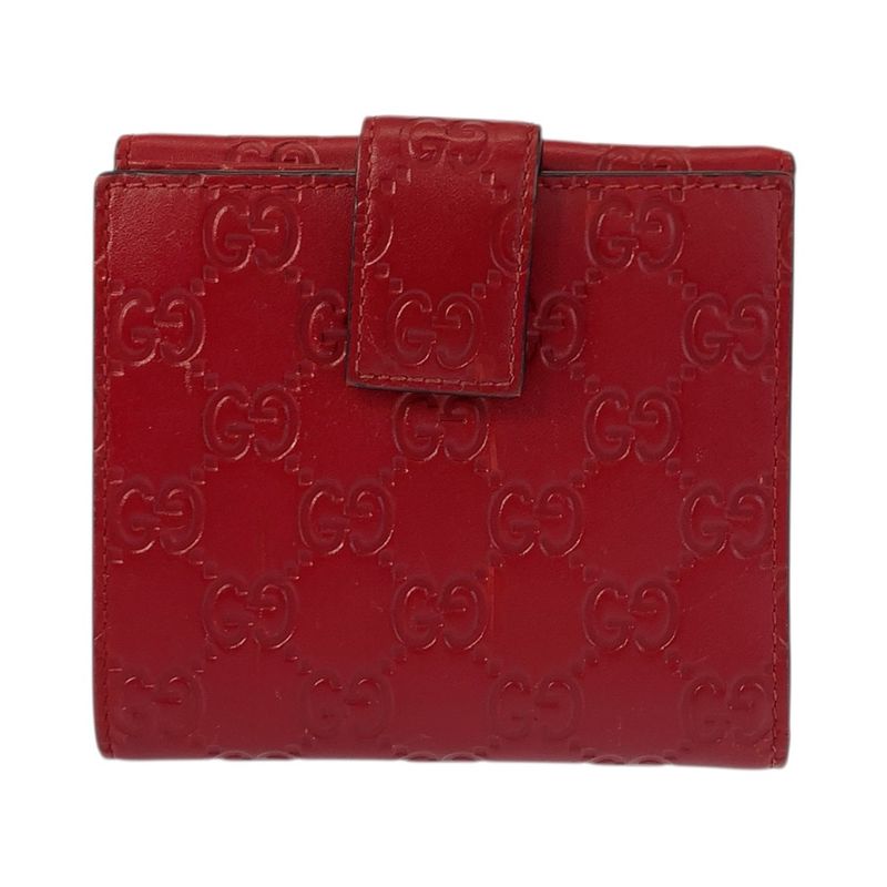 Guccissima Ribbon Red Gold Leather Compact Wallet