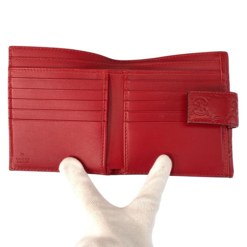 Guccissima Ribbon Red Gold Leather Compact Wallet