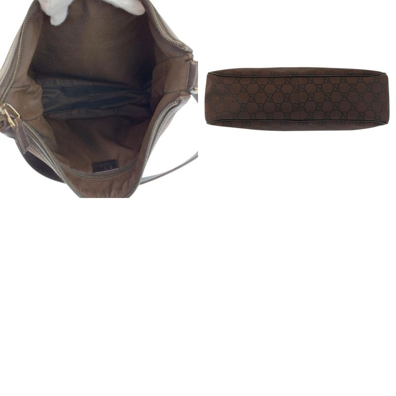Gucci GG Pattern Brown Gold Nylon Shoulder Bag