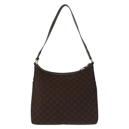 Gucci GG Pattern Brown Gold Nylon Shoulder Bag