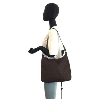 Gucci GG Pattern Brown Gold Nylon Shoulder Bag