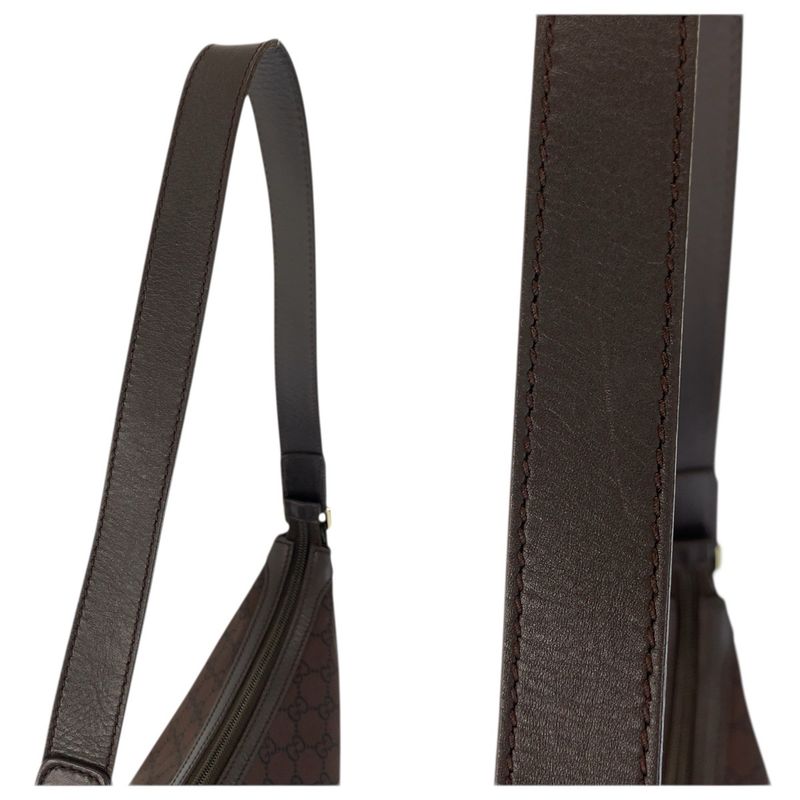Gucci GG Pattern Brown Gold Nylon Shoulder Bag