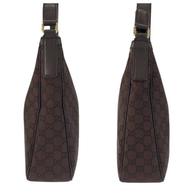 Gucci GG Pattern Brown Gold Nylon Shoulder Bag