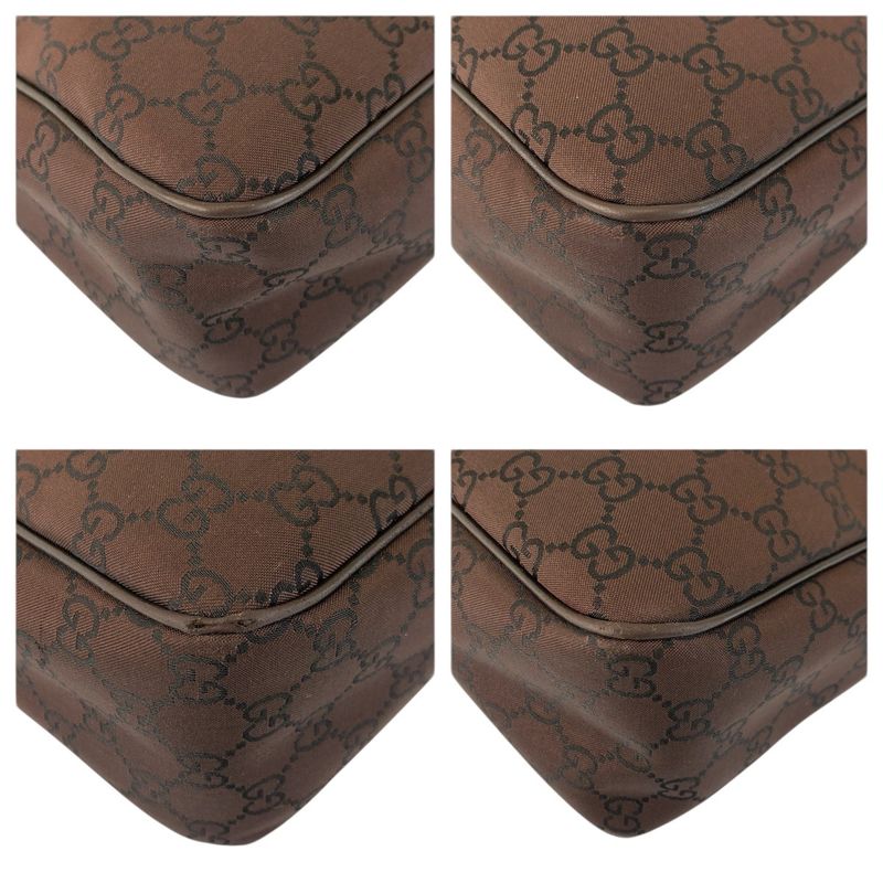 Gucci GG Pattern Brown Gold Nylon Shoulder Bag