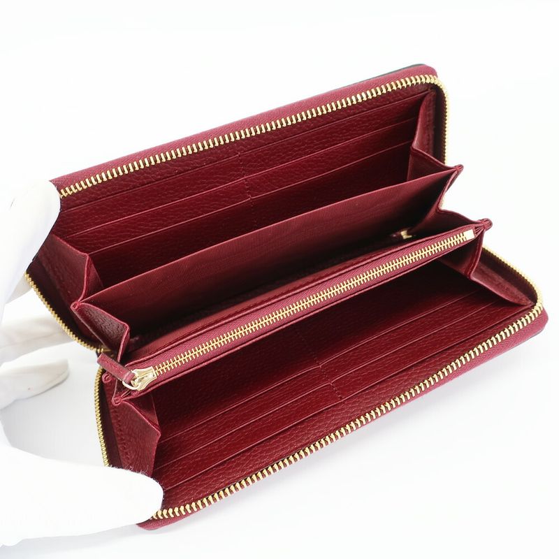 Gucci Bamboo Zip Wallet Gold Leather GG Logo
