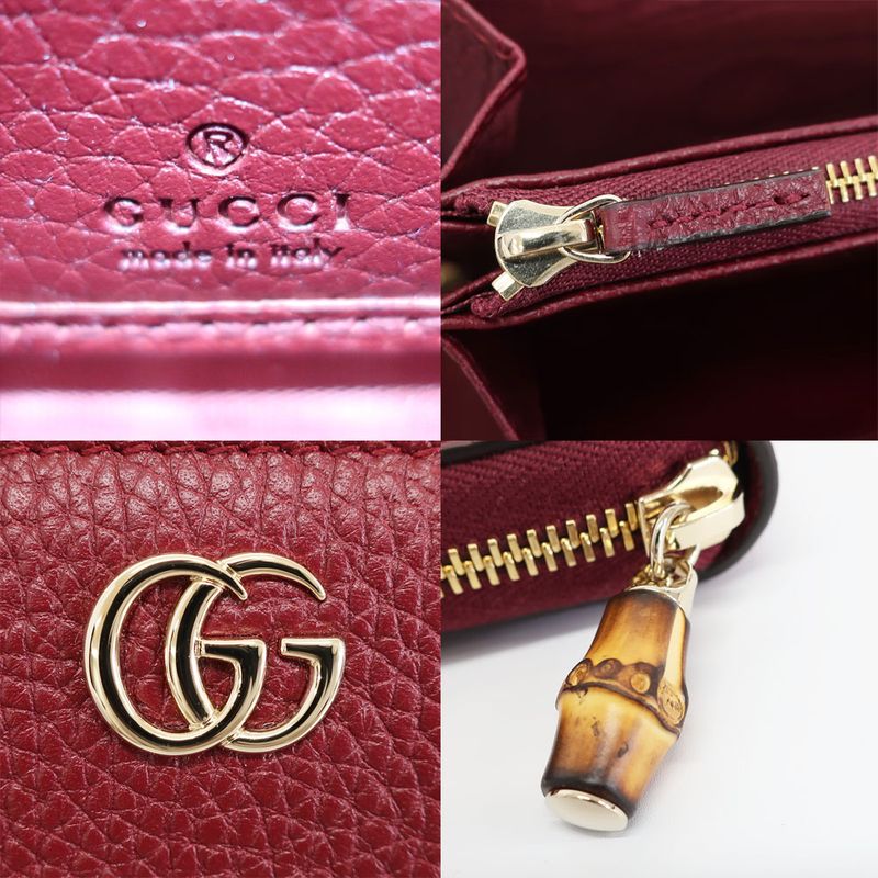 Gucci Bamboo Zip Wallet Gold Leather GG Logo