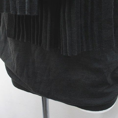 Celine Long Sleeve Knit Sweater L Gray Dark Scarf Color Pleats Made In Italy