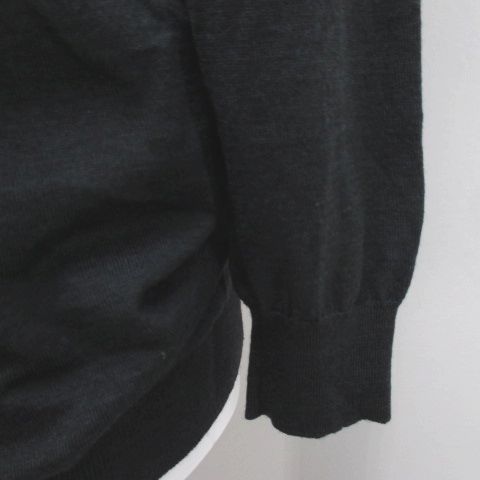 Celine Long Sleeve Knit Sweater L Gray Dark Scarf Color Pleats Made In Italy