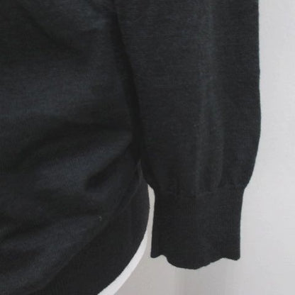Celine Long Sleeve Knit Sweater L Gray Dark Scarf Color Pleats Made In Italy