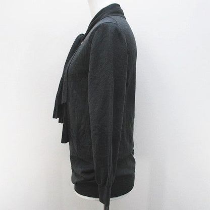 Celine Long Sleeve Knit Sweater L Gray Dark Scarf Color Pleats Made In Italy