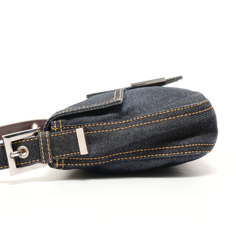 Fendi Shoulder Bag Mamma Bucket Denim Silver