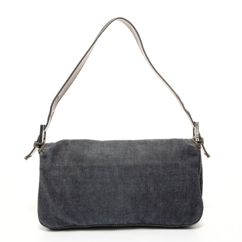 Fendi Shoulder Bag Mamma Bucket Denim Silver