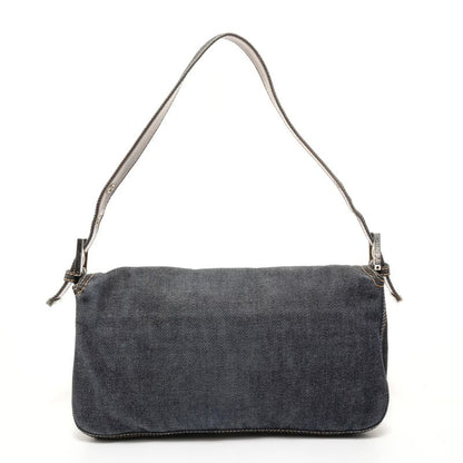Fendi Shoulder Bag Mamma Bucket Denim Silver
