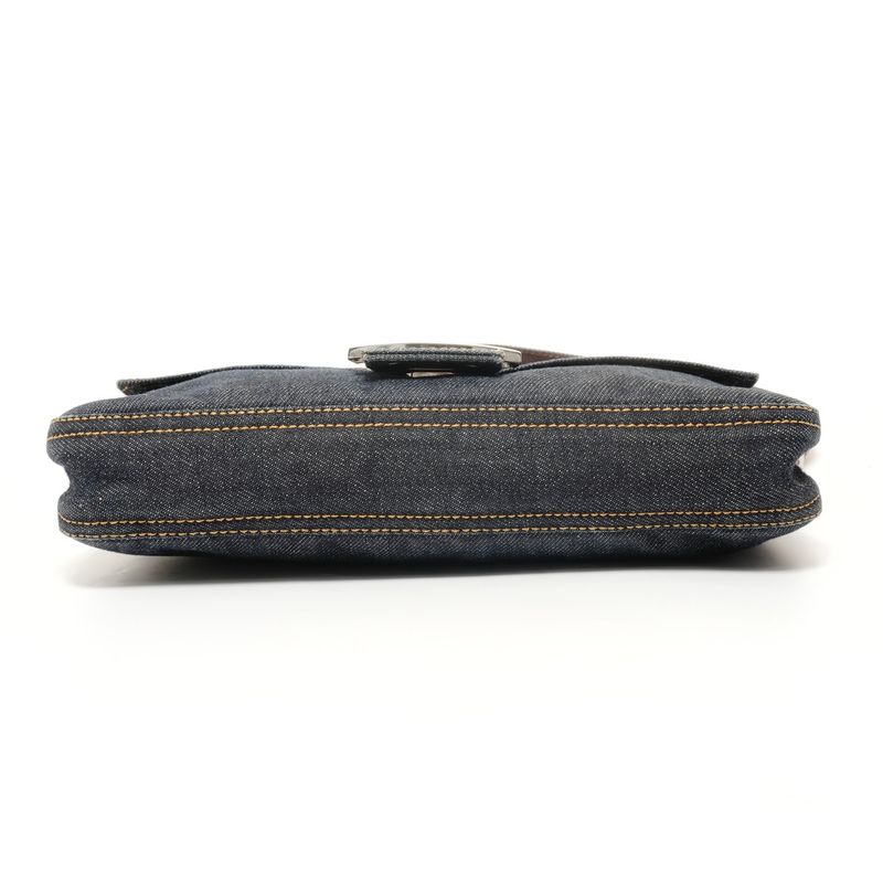 Fendi Shoulder Bag Mamma Bucket Denim Silver