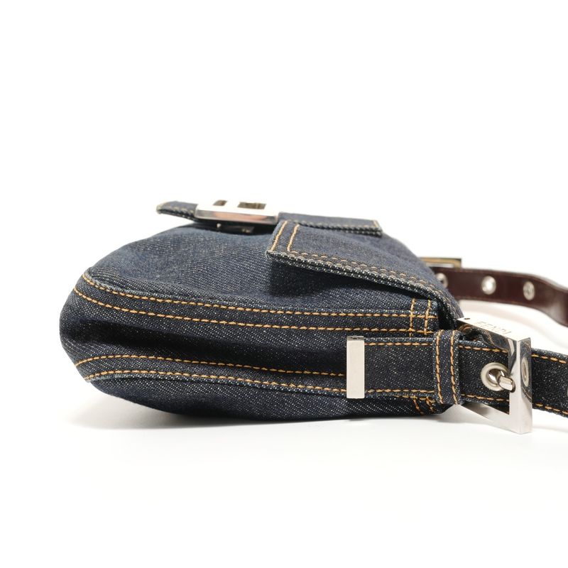 Fendi Shoulder Bag Mamma Bucket Denim Silver